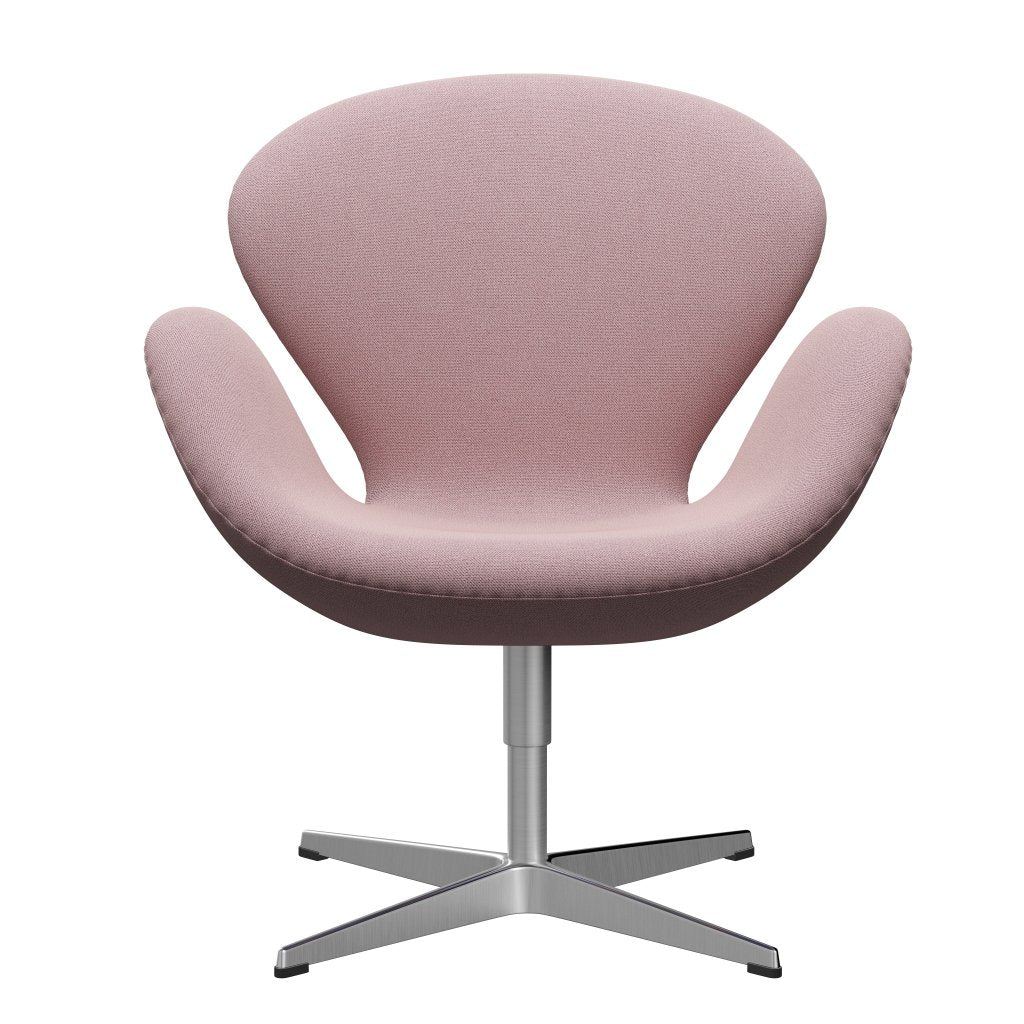 Sedia fritz Hansen Swan Lounge, alluminio spazzolato in raso/cattura rosa