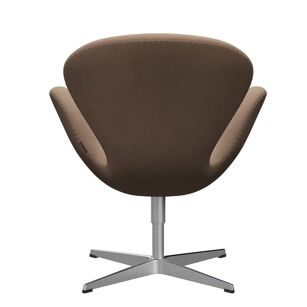 Sedia fritz Hansen Swan Lounge, alluminio spazzolato in raso/cattura sabbia/marrone