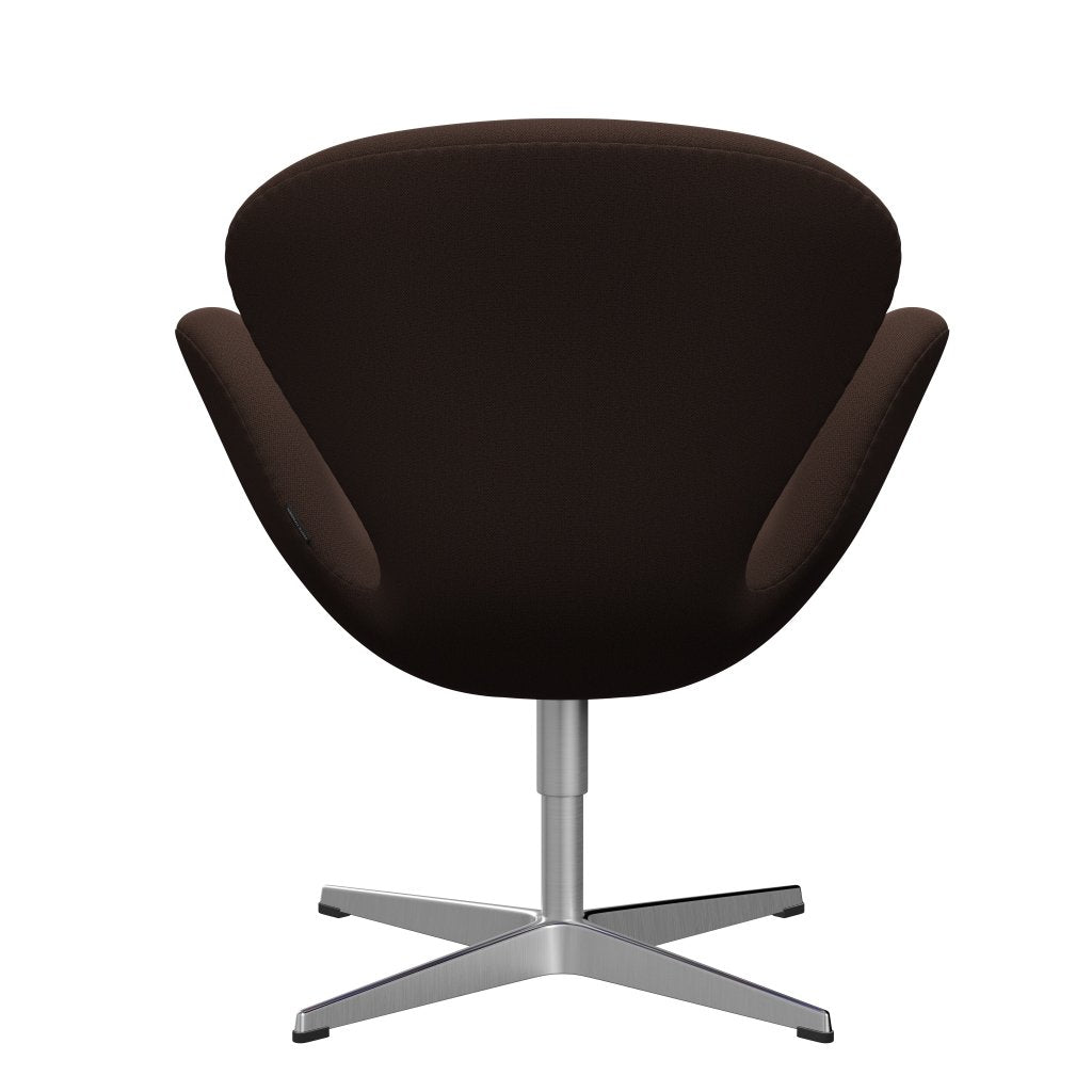 Fritz Hansen Swan Lounge Chair, Satin Brushed Aluminium/Capture Chocolate Brown