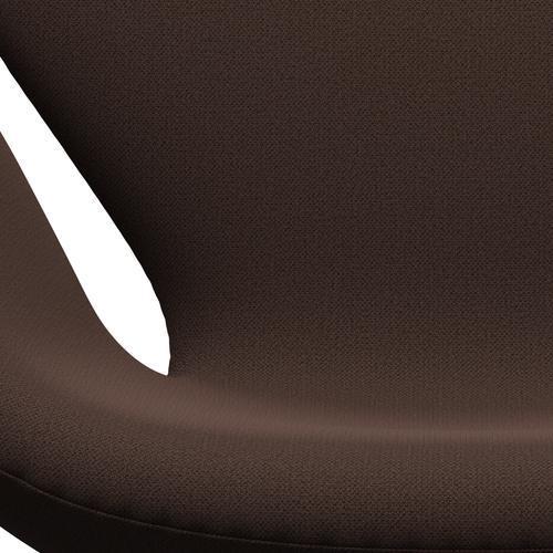 Fritz Hansen Swan Lounge Chair, Satin Brushed Aluminium/Capture Chocolate Brown