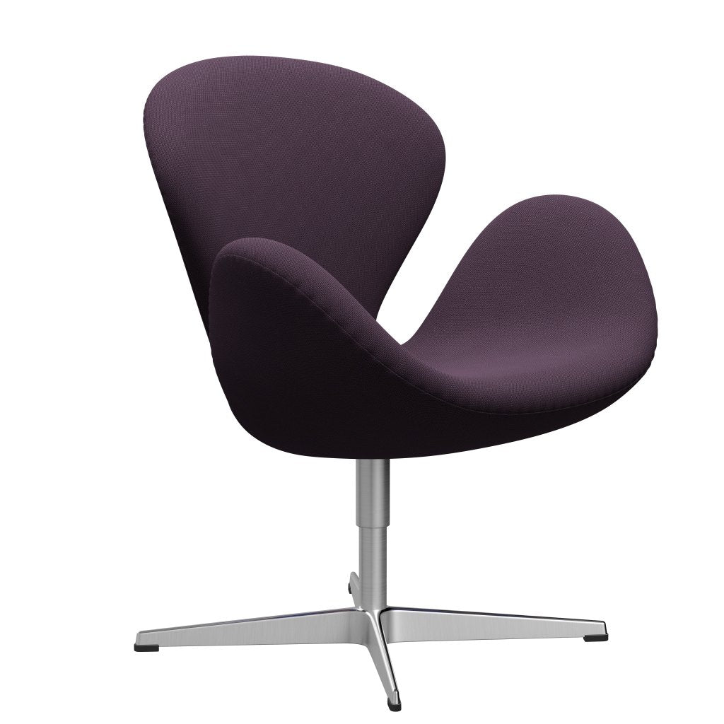 Sedia fritz Hansen Swan Lounge, alluminio spazzolato in raso/cattura viola scuro