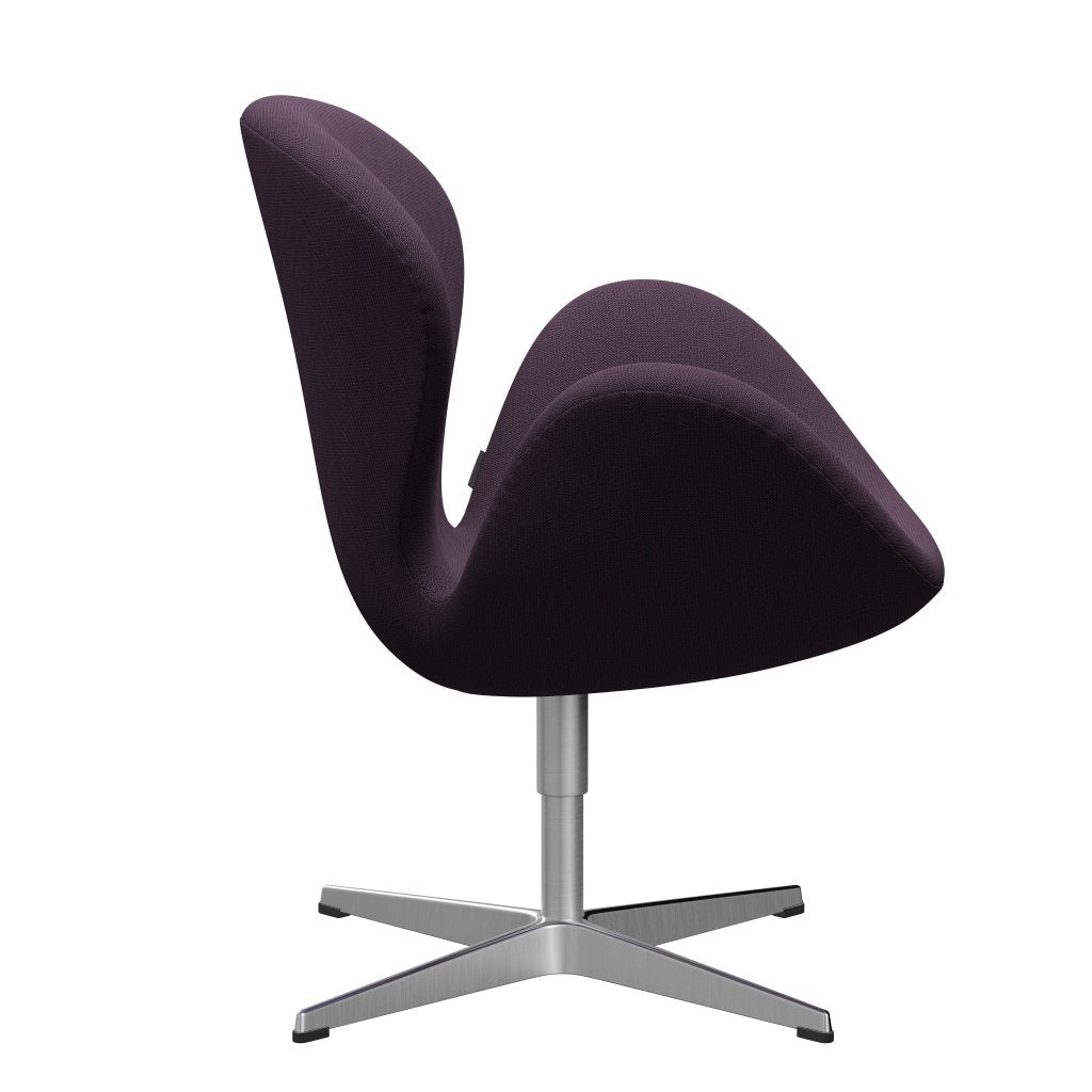 Sedia fritz Hansen Swan Lounge, alluminio spazzolato in raso/cattura viola scuro