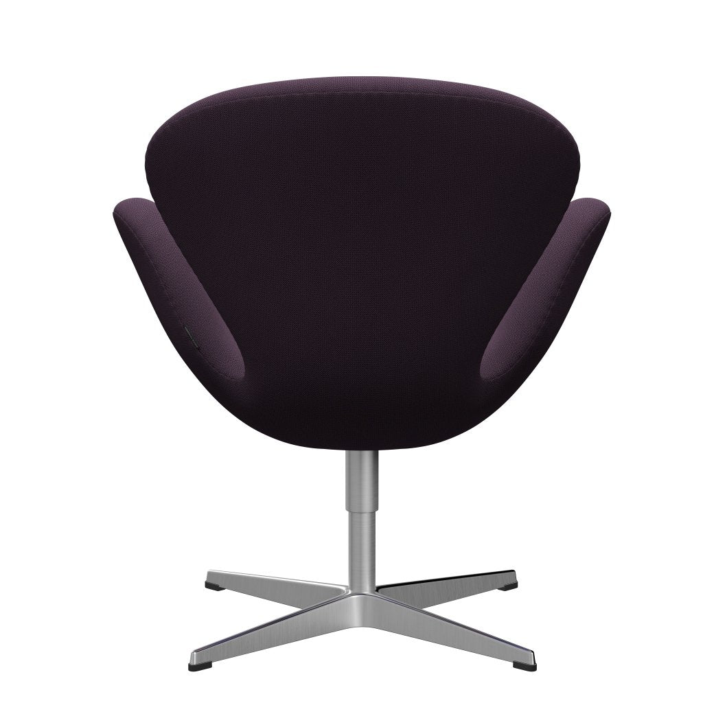 Sedia fritz Hansen Swan Lounge, alluminio spazzolato in raso/cattura viola scuro