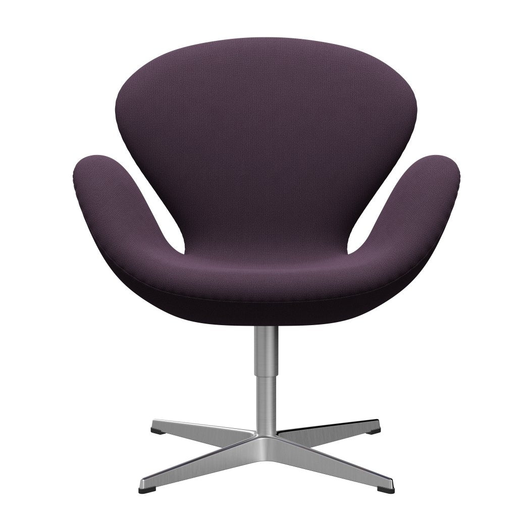 Sedia fritz Hansen Swan Lounge, alluminio spazzolato in raso/cattura viola scuro