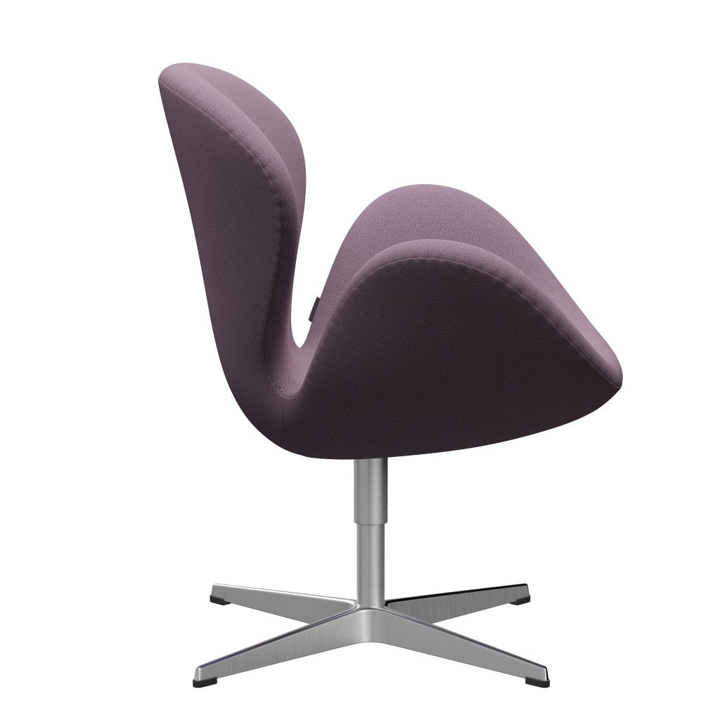 Sedia fritz Hansen Swan Lounge, alluminio spazzolato in raso/viola di cattura/marrone