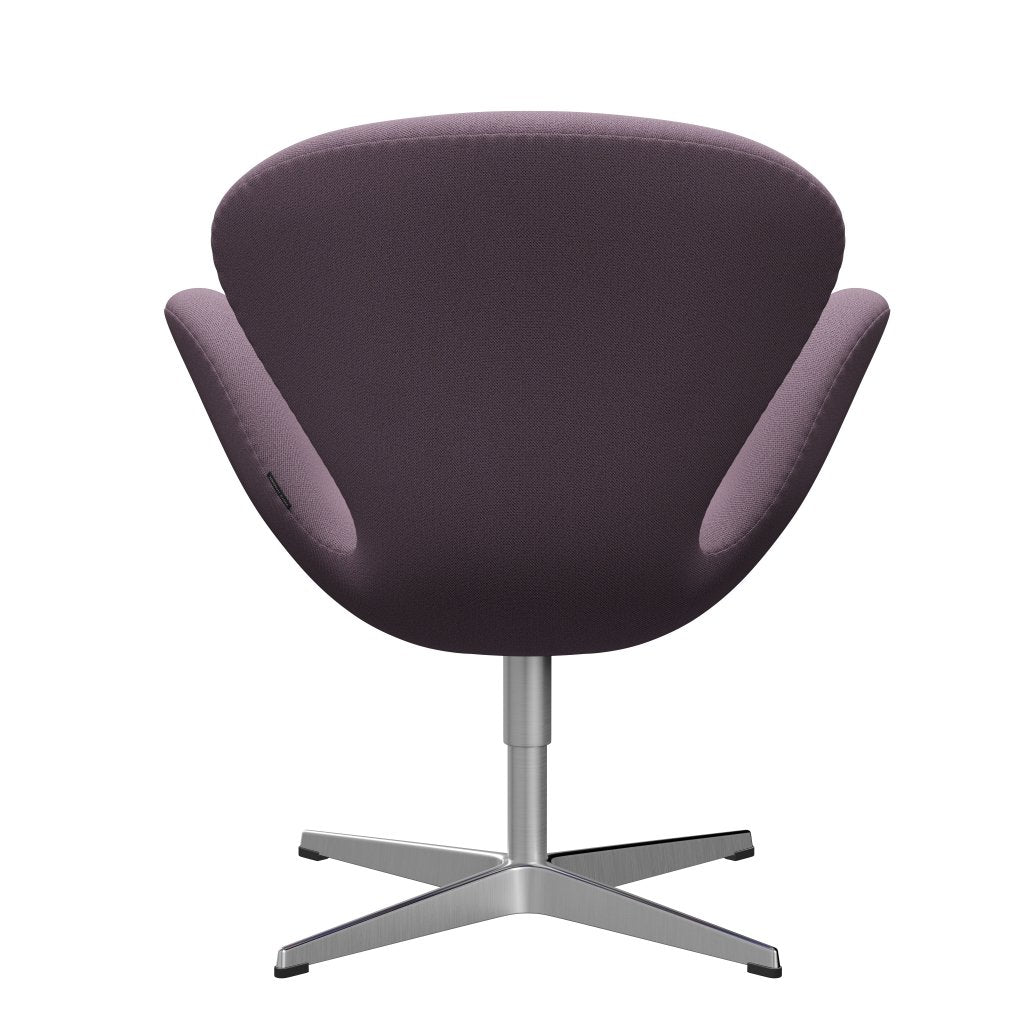 Sedia fritz Hansen Swan Lounge, alluminio spazzolato in raso/viola di cattura/marrone