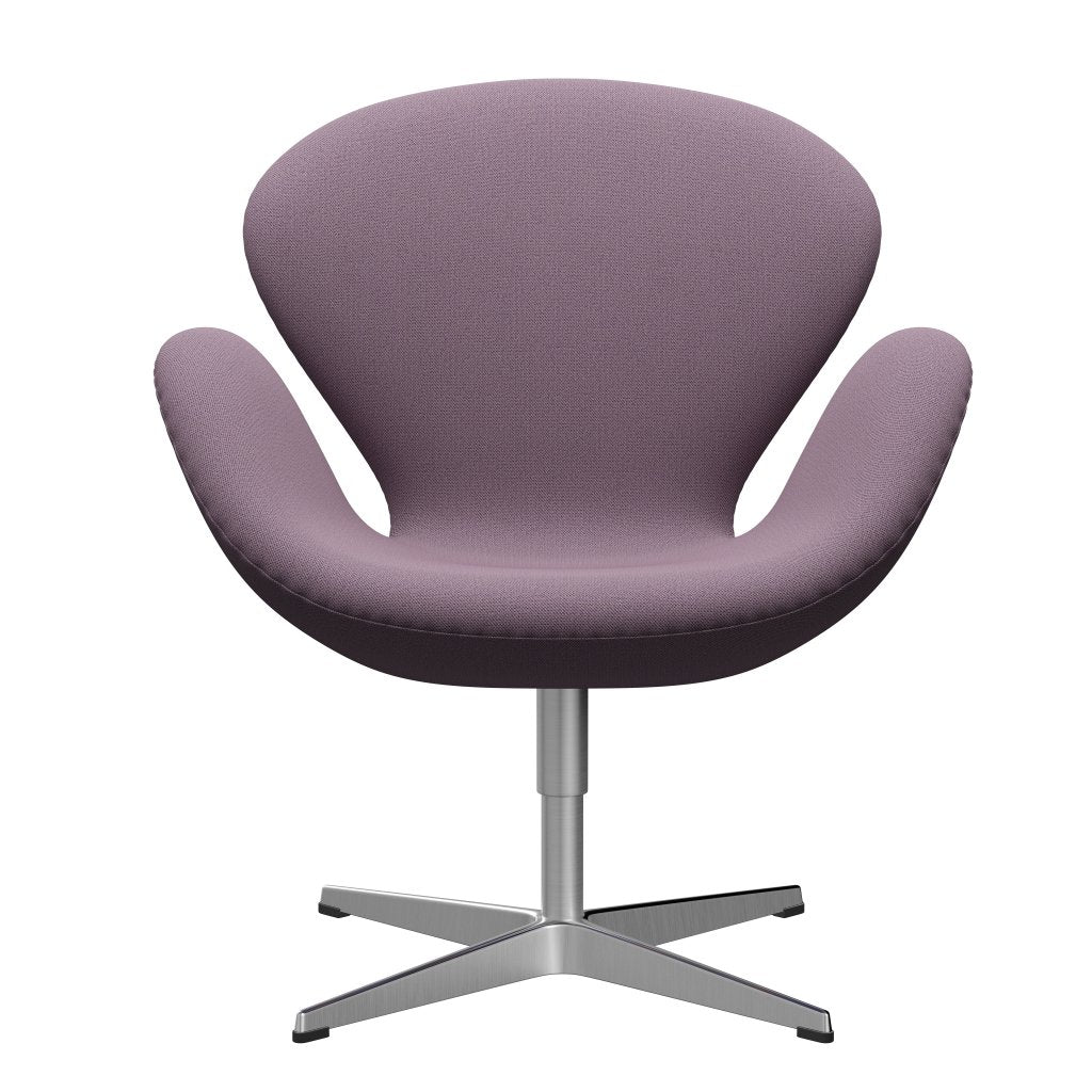 Sedia fritz Hansen Swan Lounge, alluminio spazzolato in raso/viola di cattura/marrone