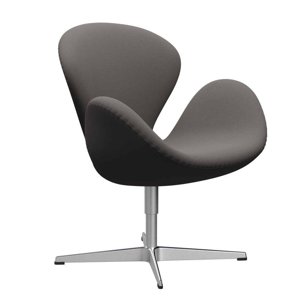 Fritz Hansen Swan Lounge Chair, Satin Borsted Aluminium/Capture Warm Dark Grey