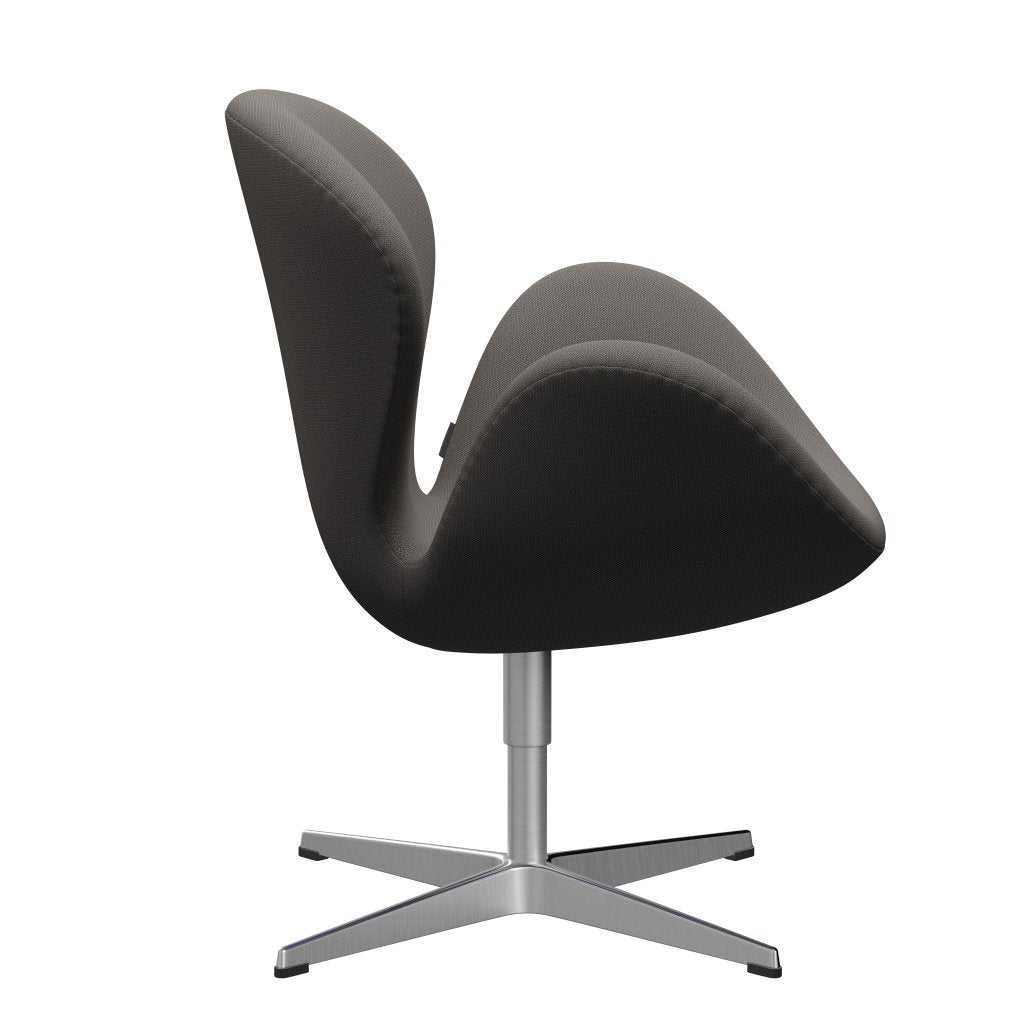 Fritz Hansen Chaise salon de cygne, aluminium brossé en satin / capture gris foncé chaud