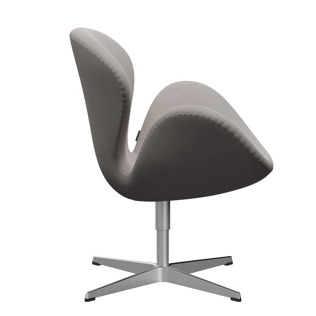 Fritz Hansen Chaise salon de cygne, aluminium brossé en satin / capture de lumière grise chaude