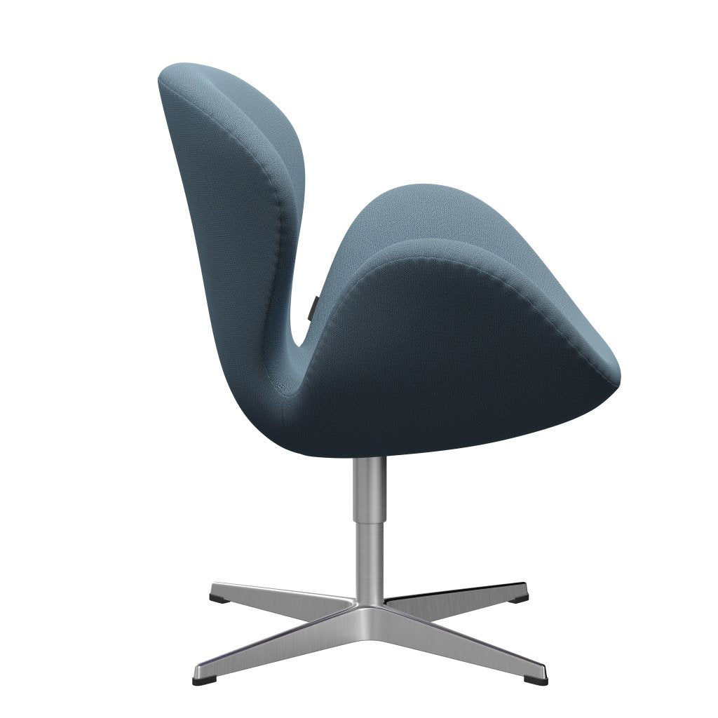 Fritz Hansen Swan Lounge Chair, Sating Brushed Aluminium/Capture Soft Blue