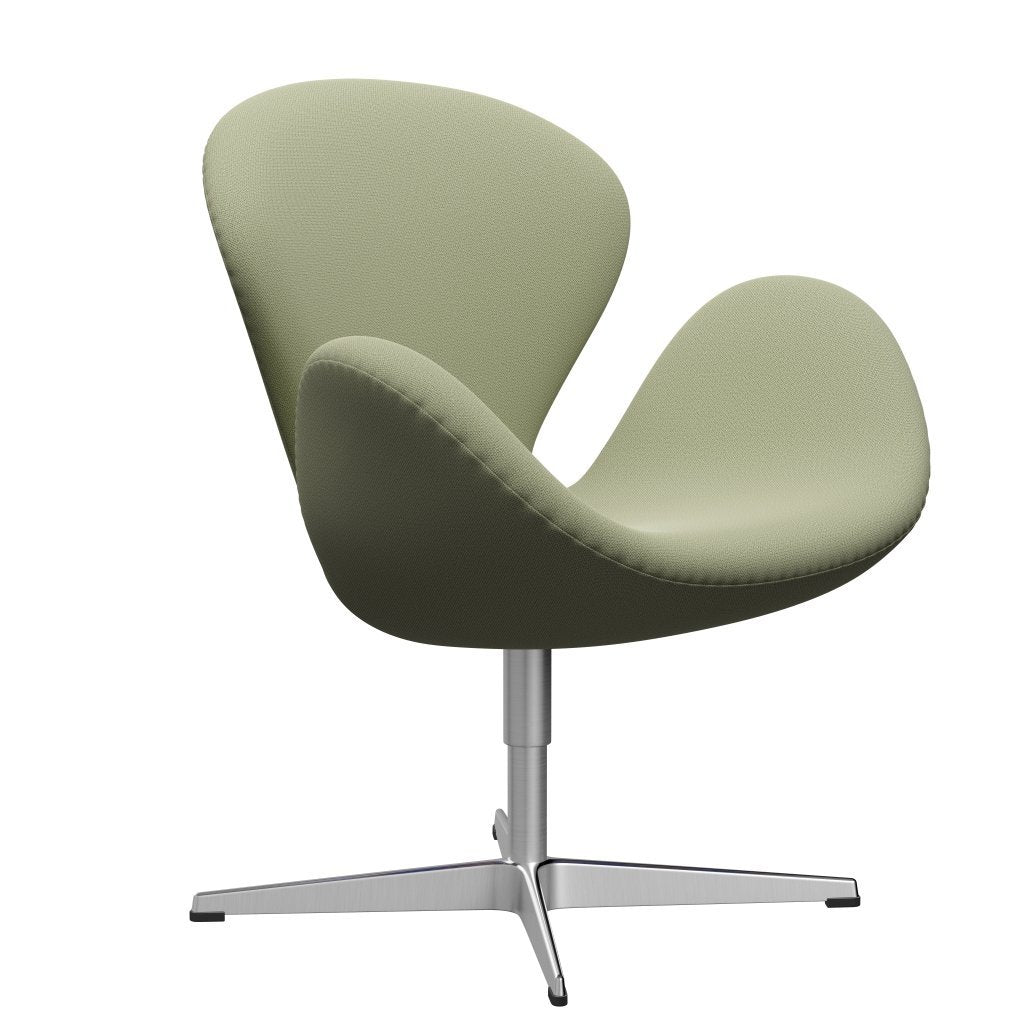 Sedia fritz Hansen Swan Lounge, alluminio spazzolato in raso/cattura delicato verde