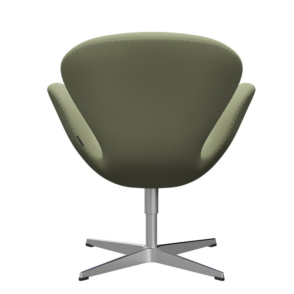 Sedia fritz Hansen Swan Lounge, alluminio spazzolato in raso/cattura delicato verde