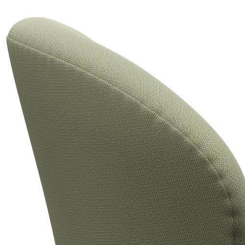 Sedia fritz Hansen Swan Lounge, alluminio spazzolato in raso/cattura delicato verde