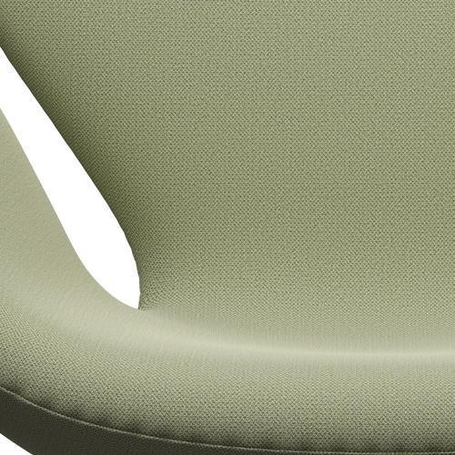 Sedia fritz Hansen Swan Lounge, alluminio spazzolato in raso/cattura delicato verde