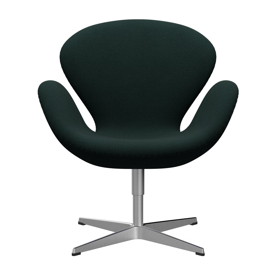 Fritz Hansen Swan Lounge -stoel, Satin Bushed Aluminium/Christianshavn Dark Green