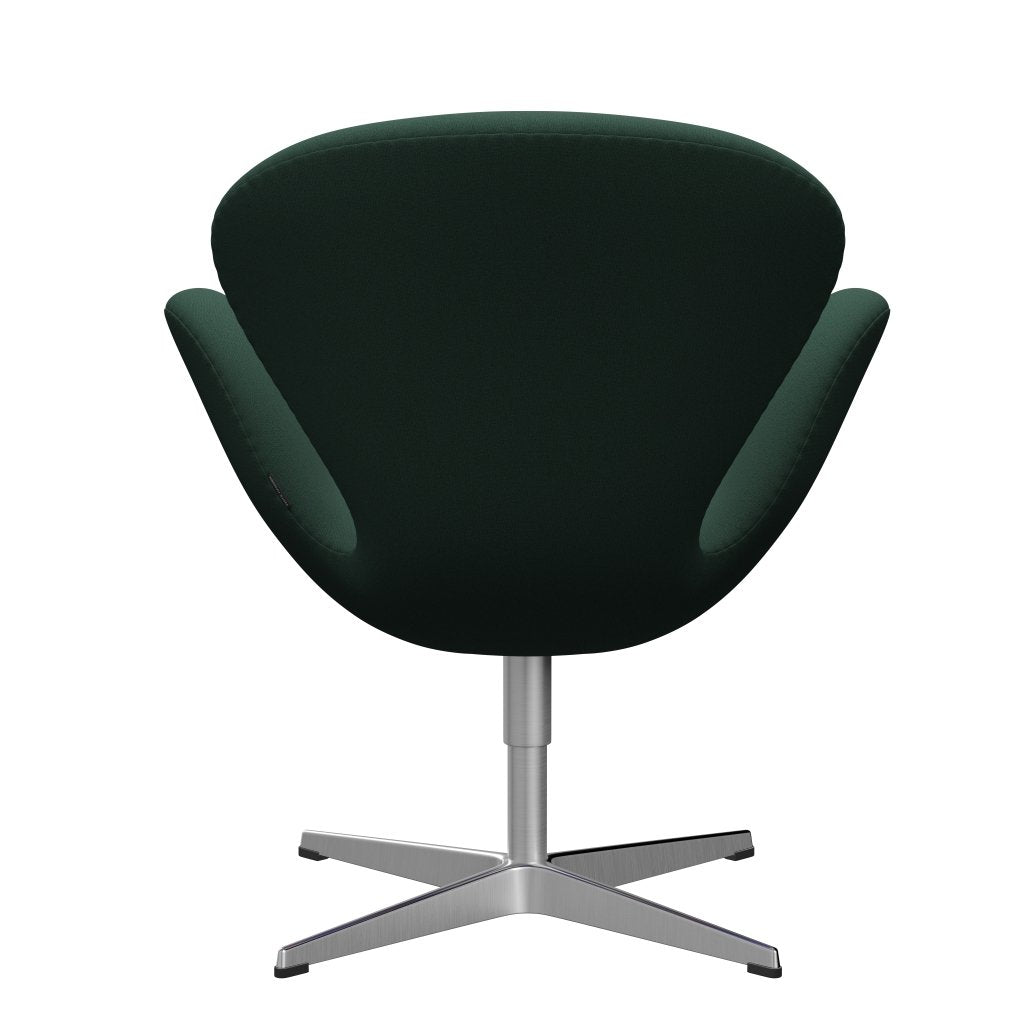 Fritz Hansen Chaise de salon de cygne, aluminium brossé en satin / christianshavn vert foncé