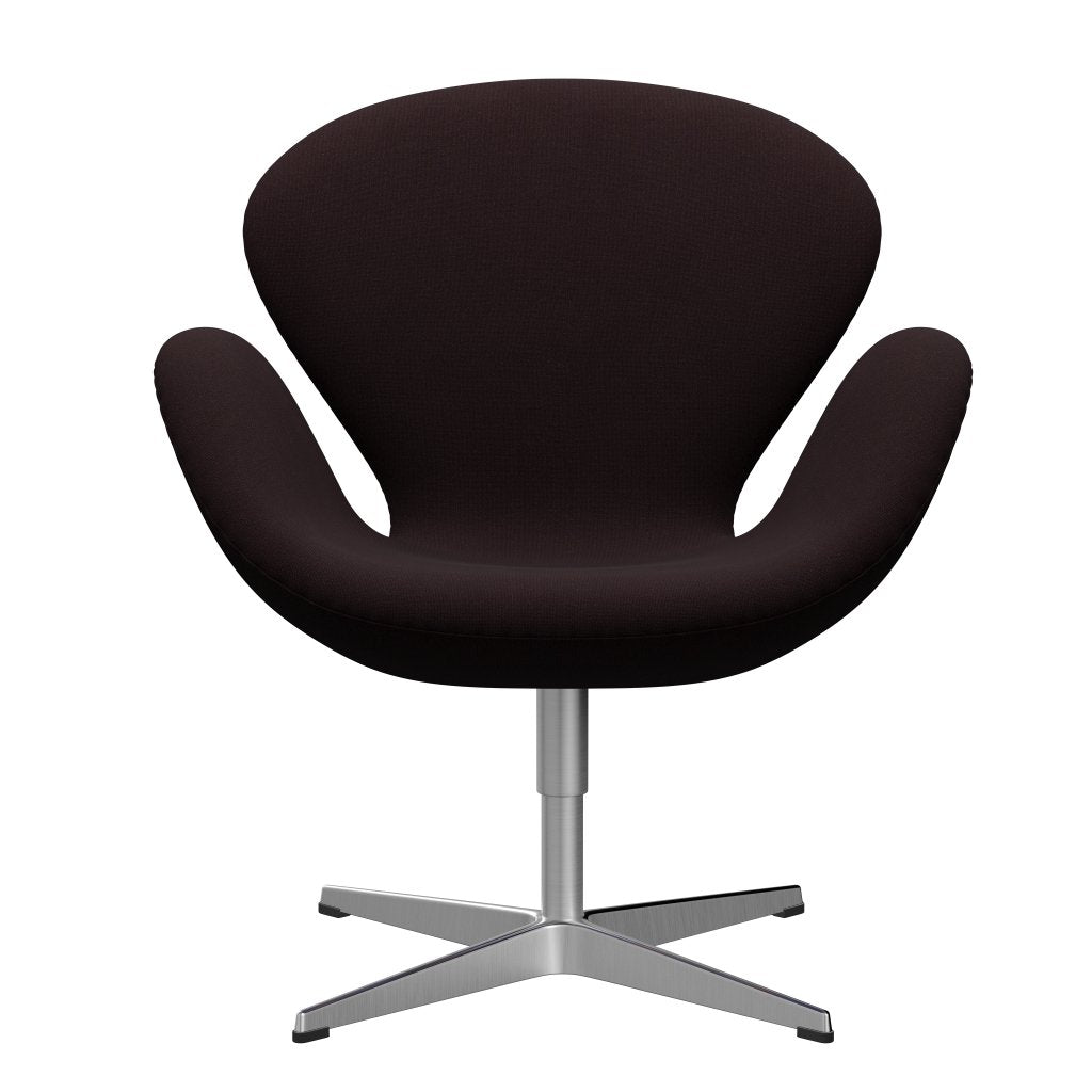 Fritz Hansen Swan Lounge -stoel, Satin Bushed Aluminium/Christianshavn Dark Red Uni