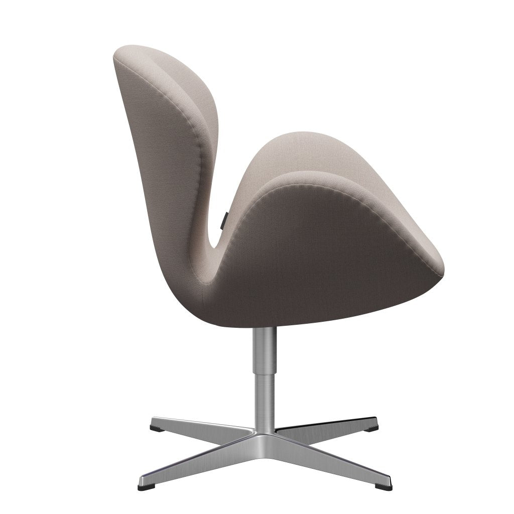 Sedia fritz Hansen Swan Lounge, beige leggero in alluminio spazzolato in raso/cristiano