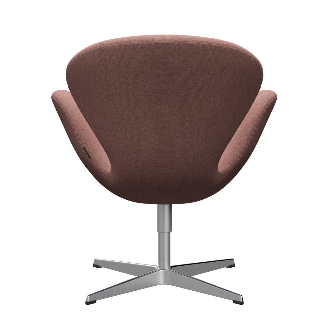 Sedia da salotto Fritz Hansen Swan, alluminio spazzolato in raso/cristiano arancione/rosso