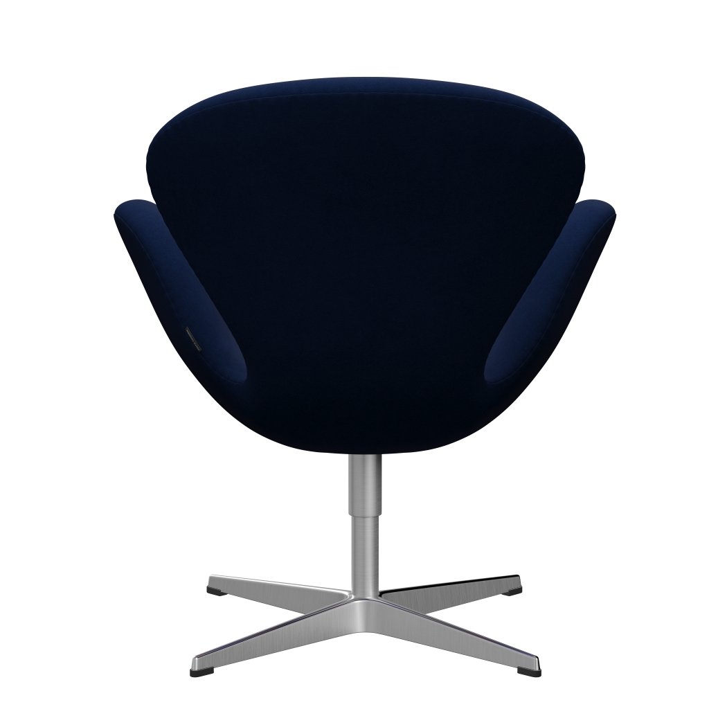 Sedia fritz Hansen Swan Lounge, alluminio spazzolato in raso/comfort blu scuro/grigio