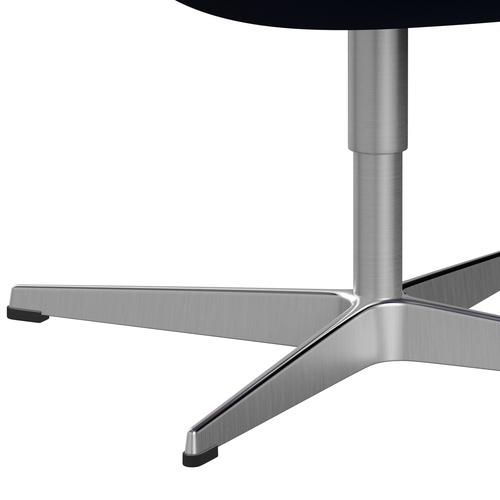 Fritz Hansen Swan Lounge -stoel, satijnen geborsteld aluminium/comfort donkerblauw/grijs