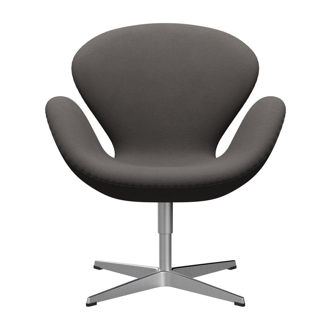 Fritz Hansen Chaise salon de cygne, aluminium brossé en satin / confort gris foncé (60008)