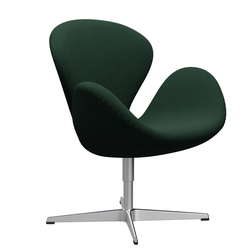 Sedia fritz Hansen Swan Lounge, alluminio spazzolato in raso/comfort verde scuro