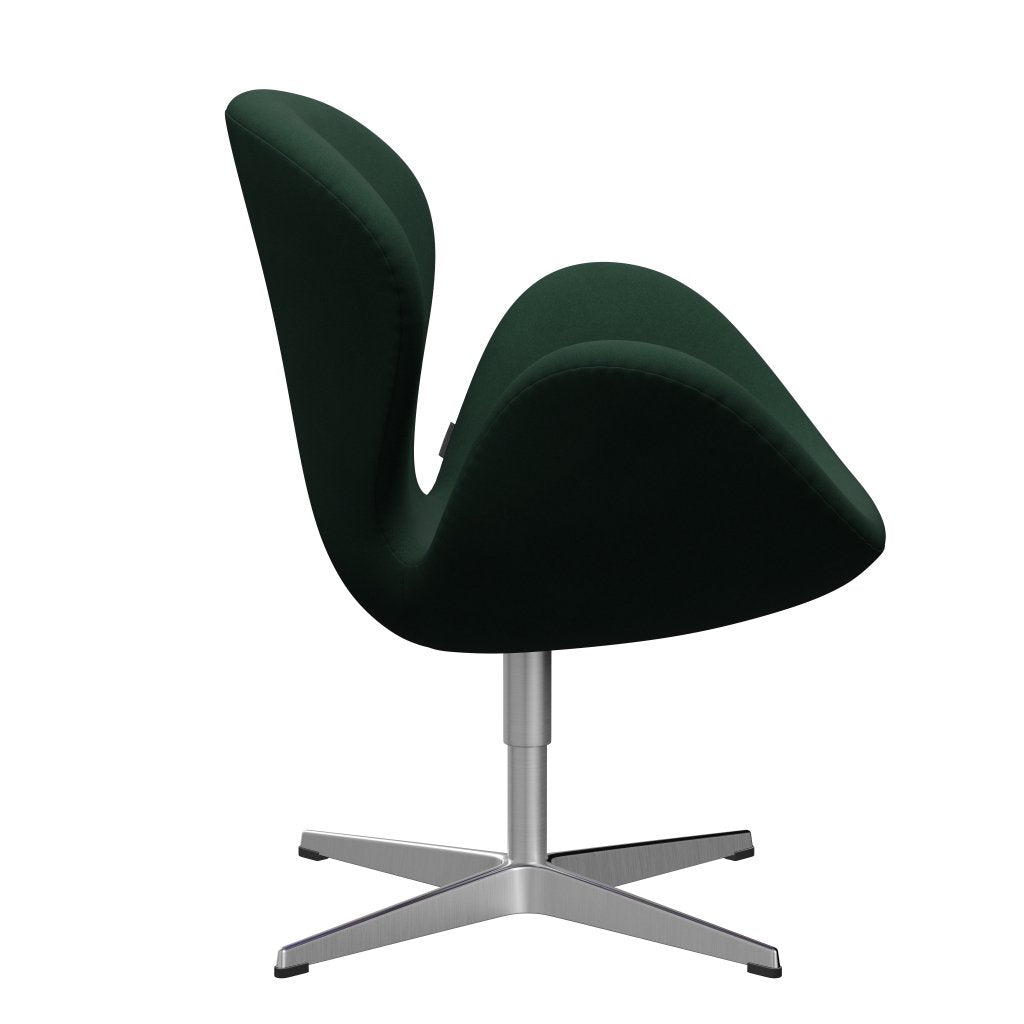 Fritz Hansen Swan Lounge Sillón, aluminio cepillado por satén/comodidad de color verde oscuro