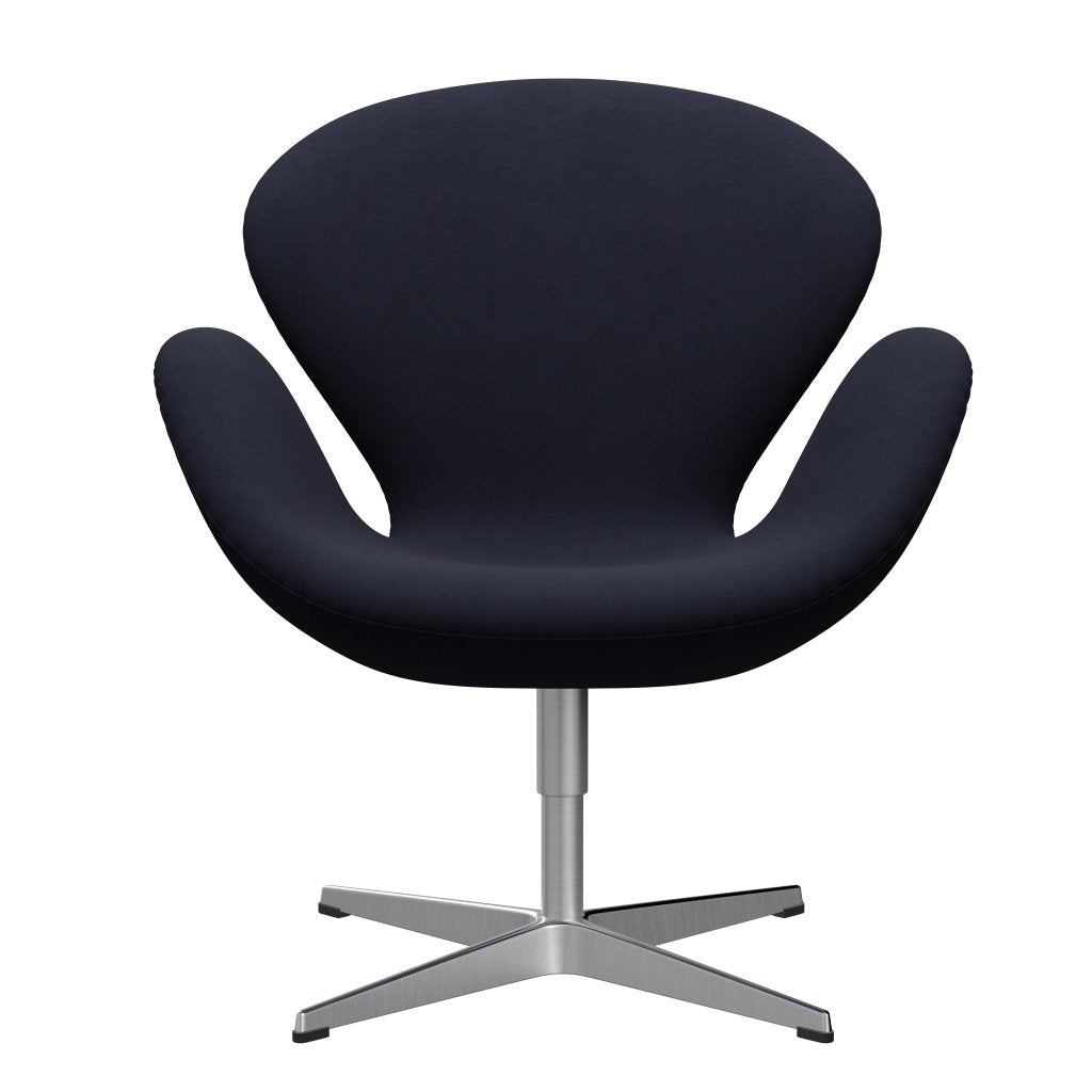 Sedia fritz Hansen Swan Lounge, alluminio spazzolato in raso/comfort terrestre grigio