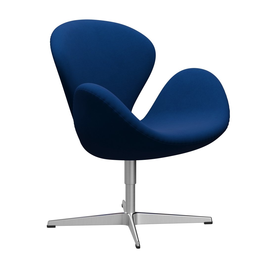 Fritz Hansen Swan Lounge Chair, Satin Brushed Aluminium/Comfort Grey/Blue