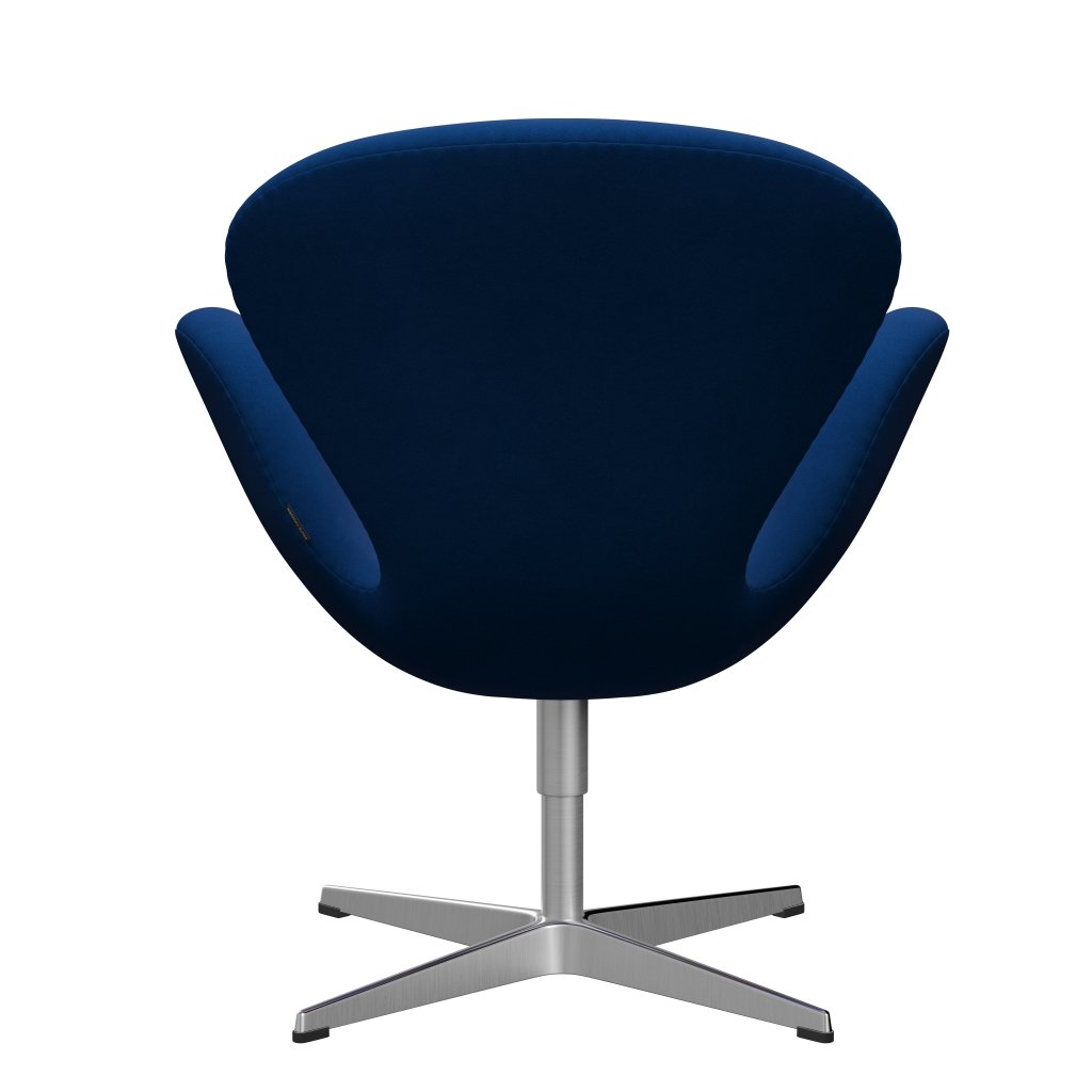 Sedia fritz Hansen Swan Lounge, alluminio spazzolato in raso/comfort grigio/blu