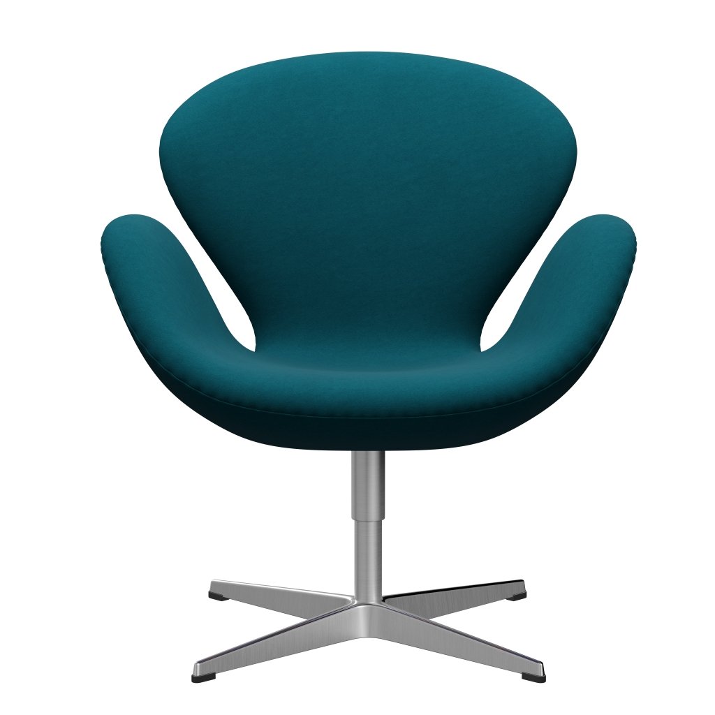 Fritz Hansen Swan Lounge Chair, Satin Brushed Aluminium/Comfort Green/Blue