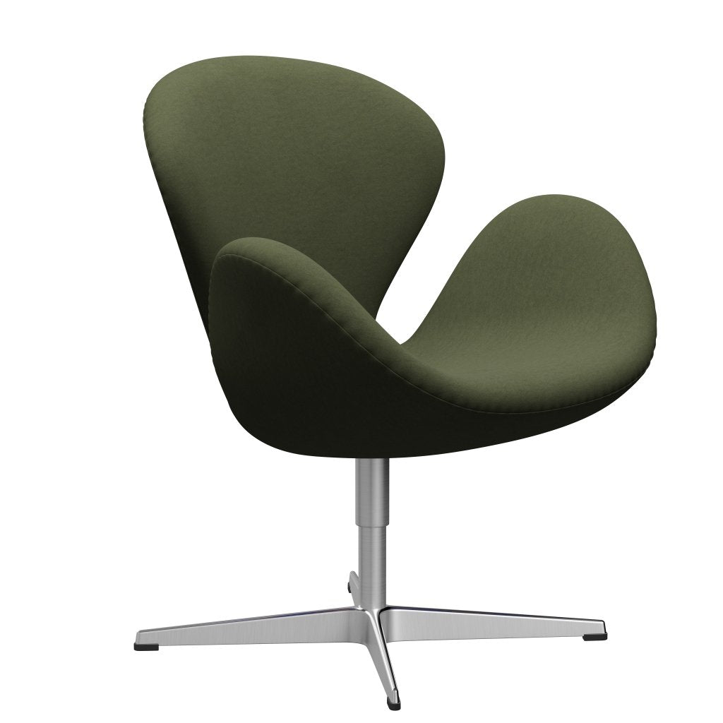 Sillón Fritz Hansen Swan, aluminio cepillado con satén/comodidad verde/gris