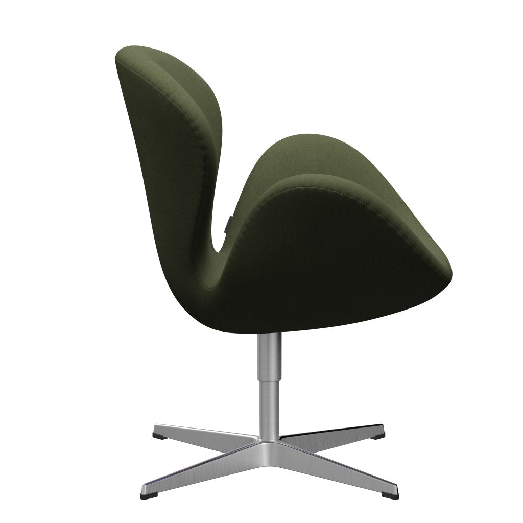 Fritz Hansen Swan Lounge -stoel, satijnen geborsteld aluminium/comfortgroen/grijs