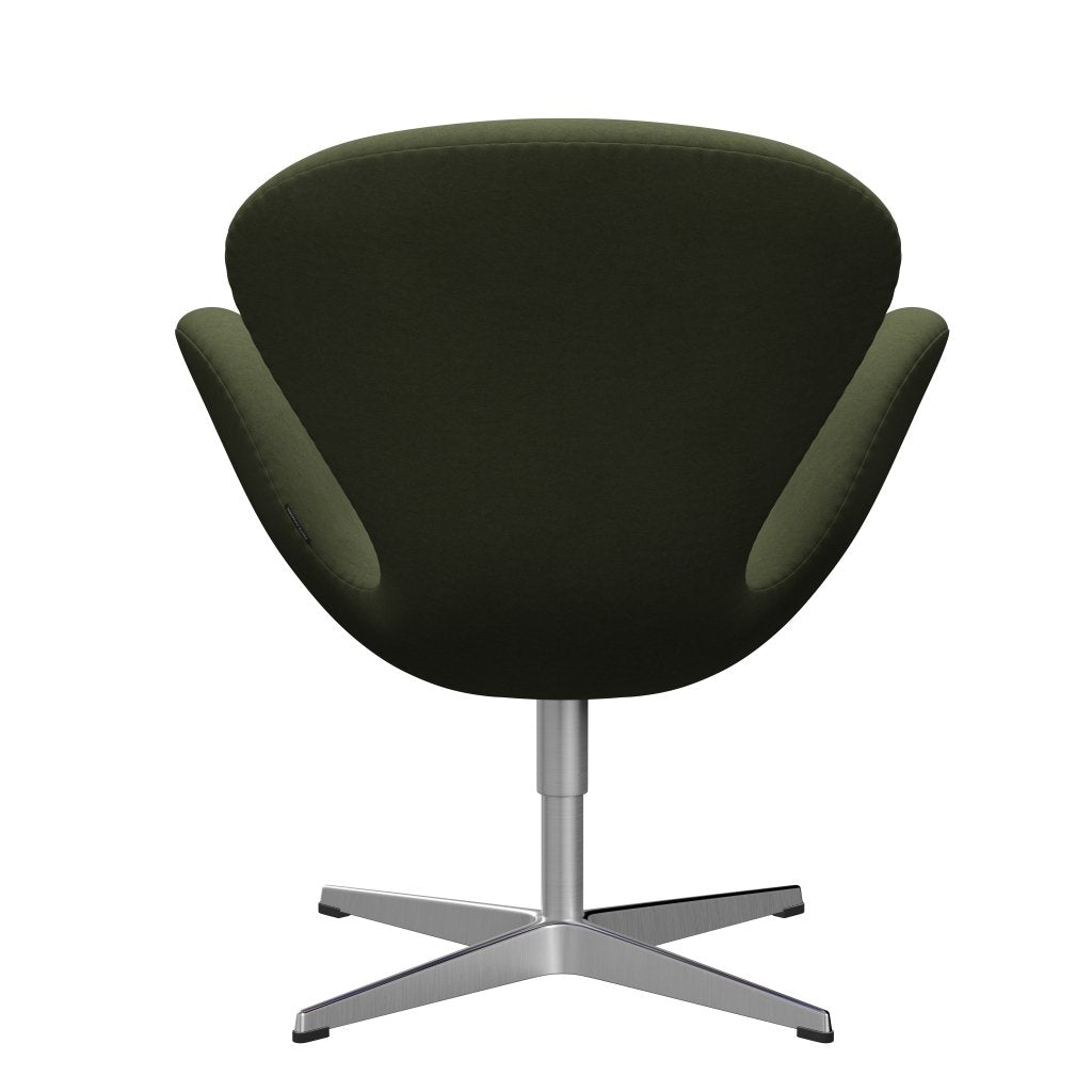 Fritz Hansen Swan Lounge -stoel, satijnen geborsteld aluminium/comfortgroen/grijs