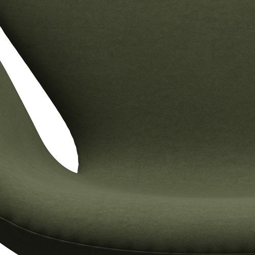 Fritz Hansen Chaise salon de cygne, aluminium brossé en satin / confort vert / gris