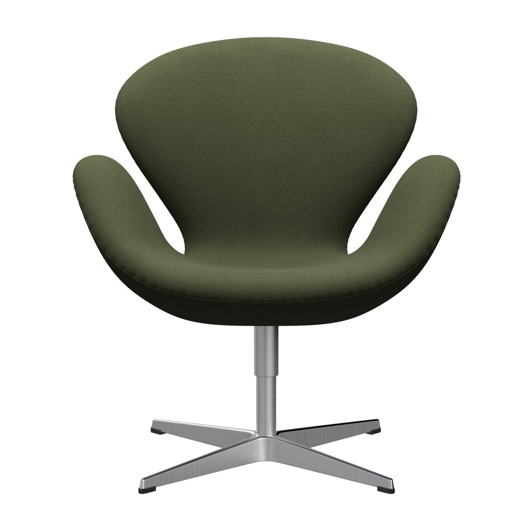 Sillón Fritz Hansen Swan, aluminio cepillado con satén/comodidad verde/gris