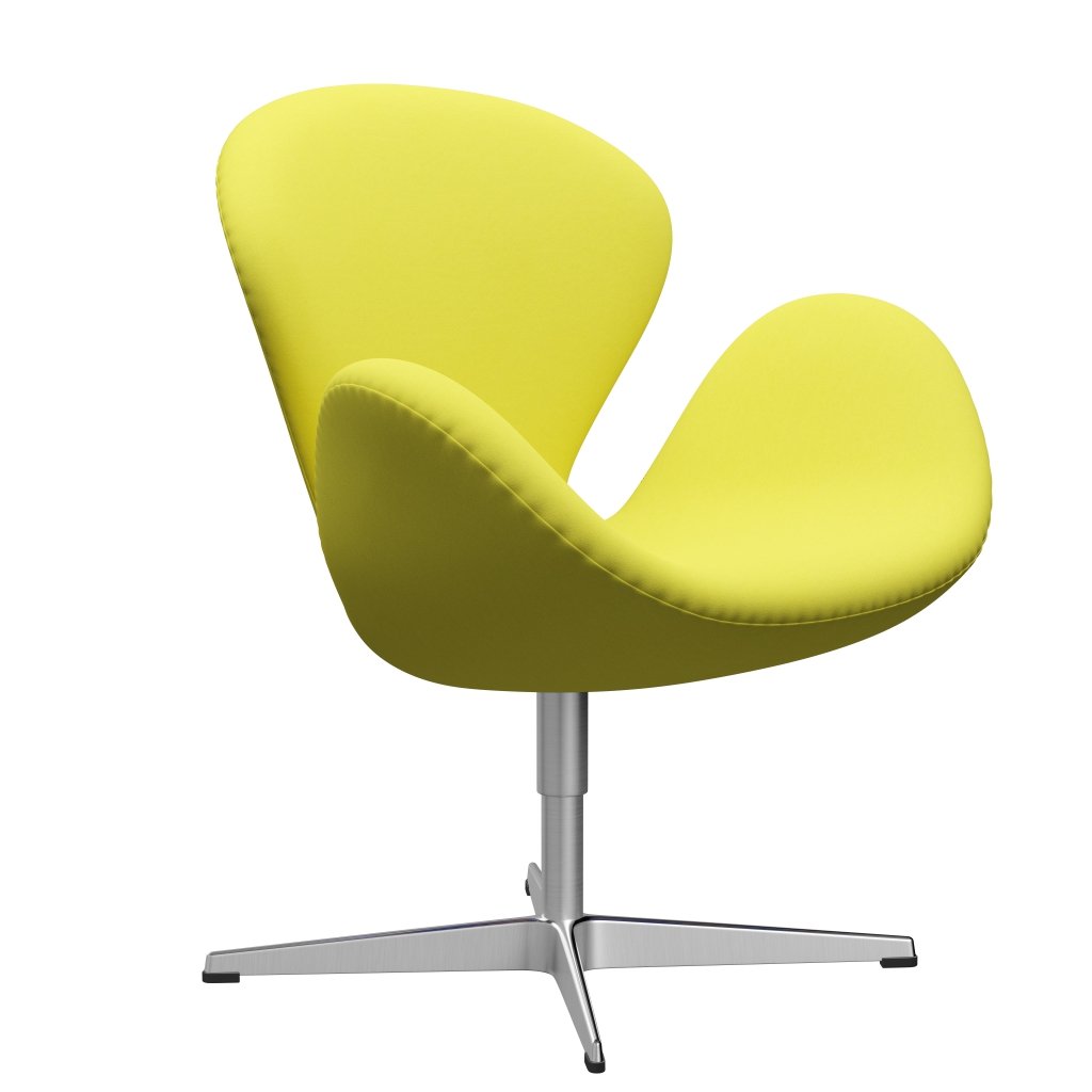 Sedia fritz Hansen Swan Lounge, giallo chiaro in alluminio spazzolato in raso/comfort