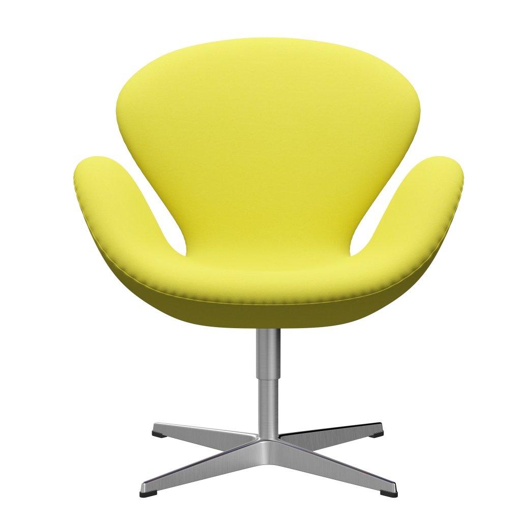 Fritz Hansen Chaise salon de cygne, aluminium brossé en satin / confort jaune clair