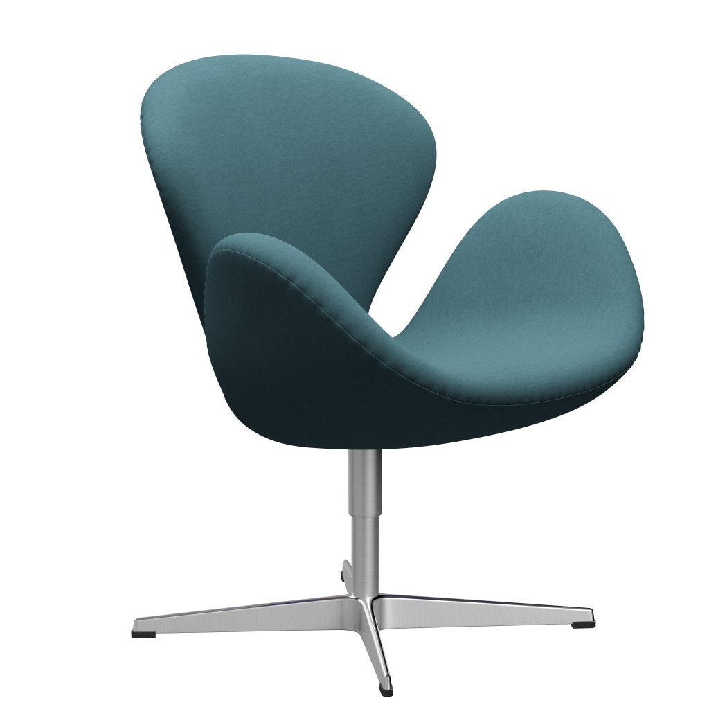 Fritz Hansen Swan Lounge Chair, Satin Brushed Aluminium/Comfort Light Grey/Blue