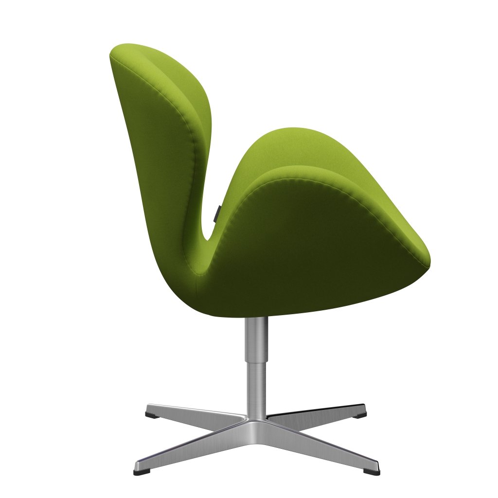 Sedia da salone Fritz Hansen Swan, in alluminio spazzolato in raso/Verde chiaro (68000)