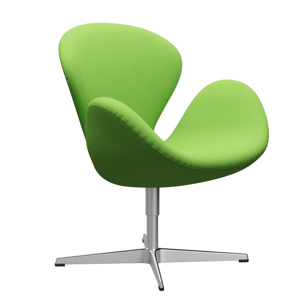 Fritz Hansen Swan Lounge -stoel, satijnen geborsteld aluminium/comfortlicht groen (68010)