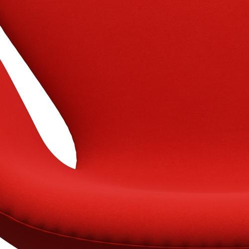 Fritz Hansen Chaise salon de cygne, aluminium brossé en satin / confort rouge clair