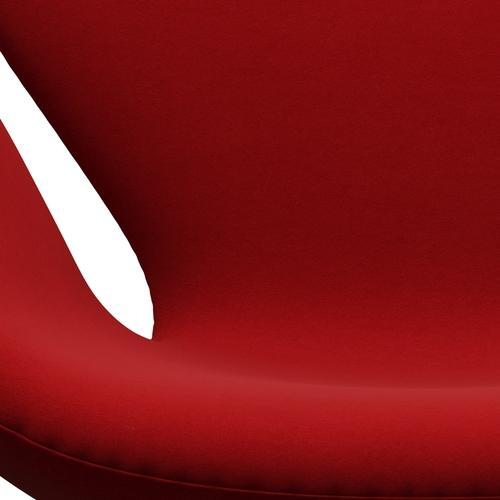 Sedia da salone Fritz Hansen Swan, alluminio spazzolato in raso/rosso comfort (01414)