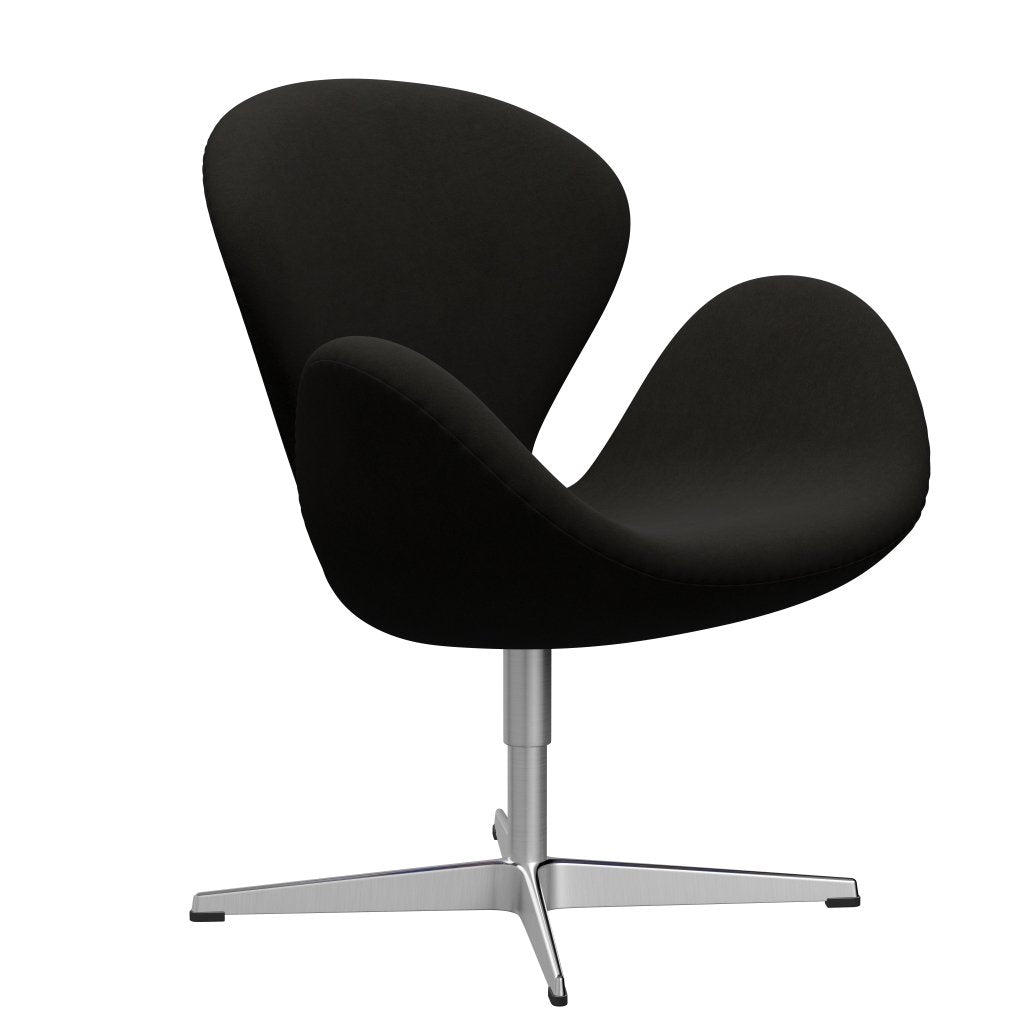 Fritz Hansen Chaise salon de cygne, aluminium brossé en satin / confort noir (61013)