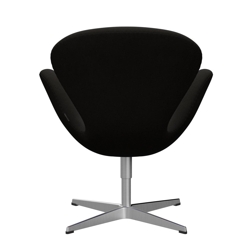 Fritz Hansen Chaise salon de cygne, aluminium brossé en satin / confort noir (61013)