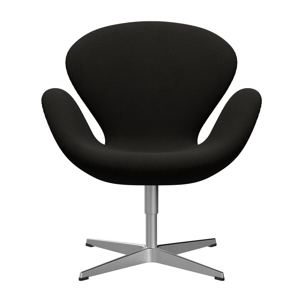 Sedia fritz Hansen Swan Lounge, alluminio spazzolato in raso/comfort nero (61013)