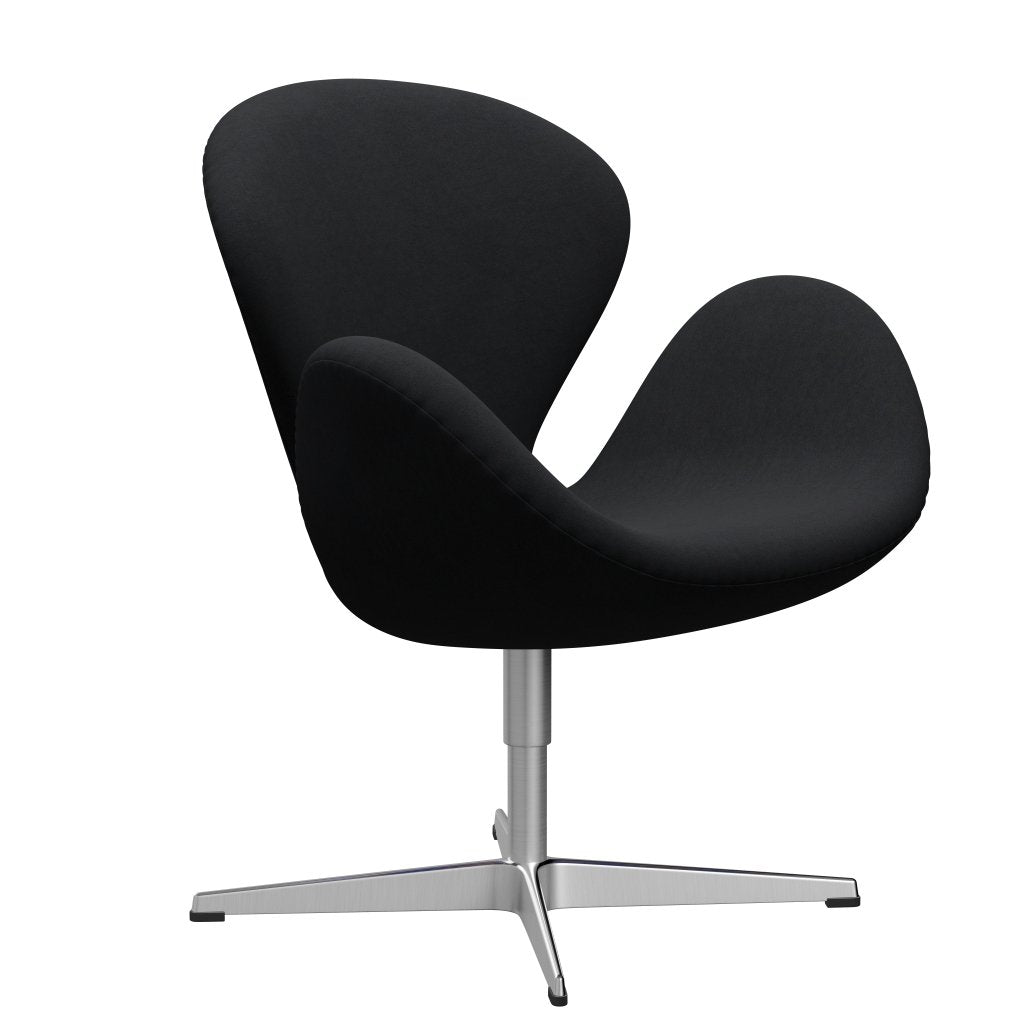 Fritz Hansen Swan Lounge Chair, Satin Brushed Aluminium/Comfort Black/Grey