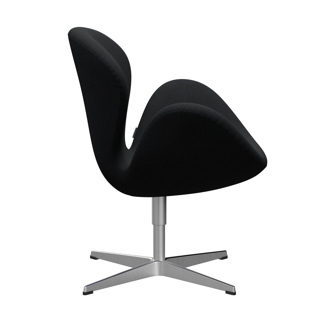 Fritz Hansen Chaise salon de cygne, aluminium brossé en satin / confort noir / gris